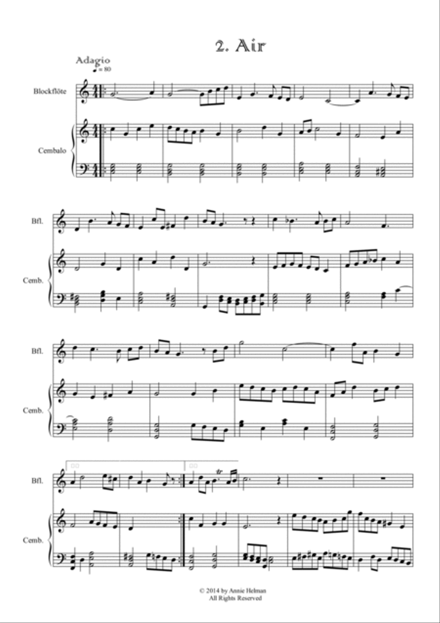 Suite for Recorder and Harpsichord in C major Soprano Recorder scores gallery preview page 4