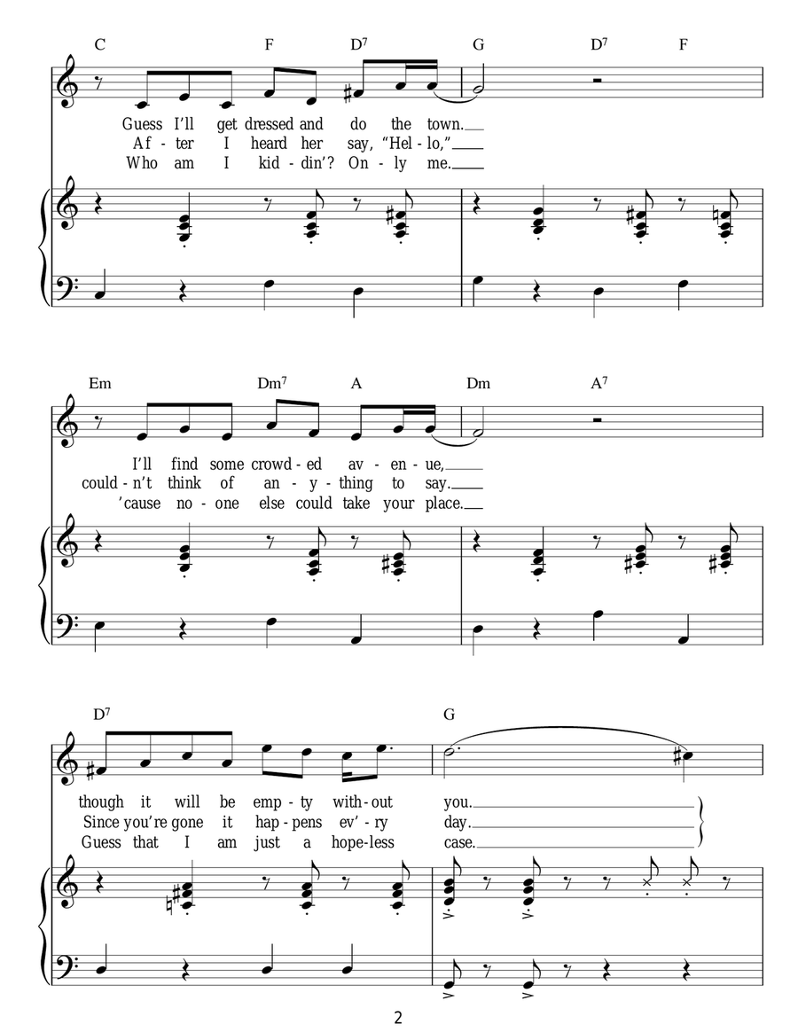 Can't Get Used To Losing You Piano, Vocal scores gallery preview page 2