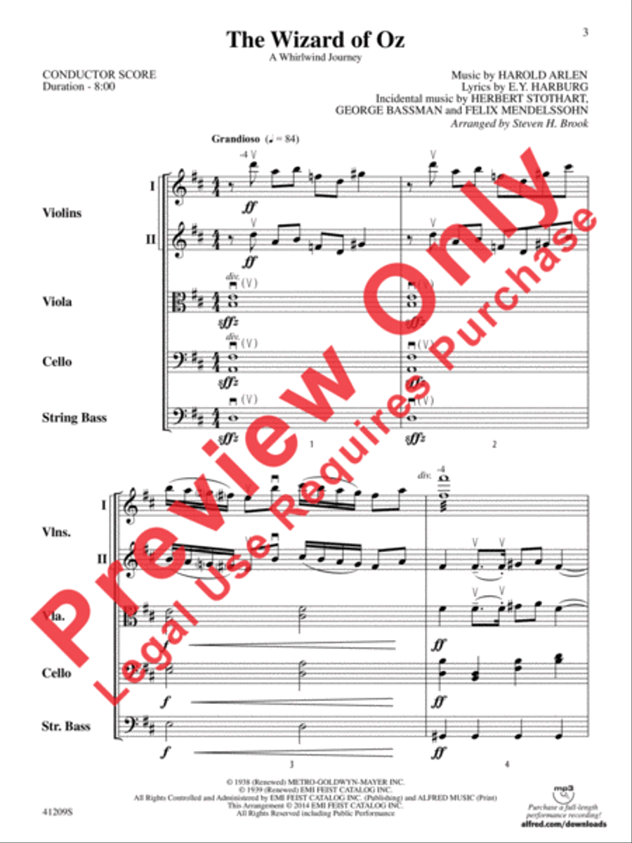 The Wizard of Oz String Orchestra scores gallery preview page 4