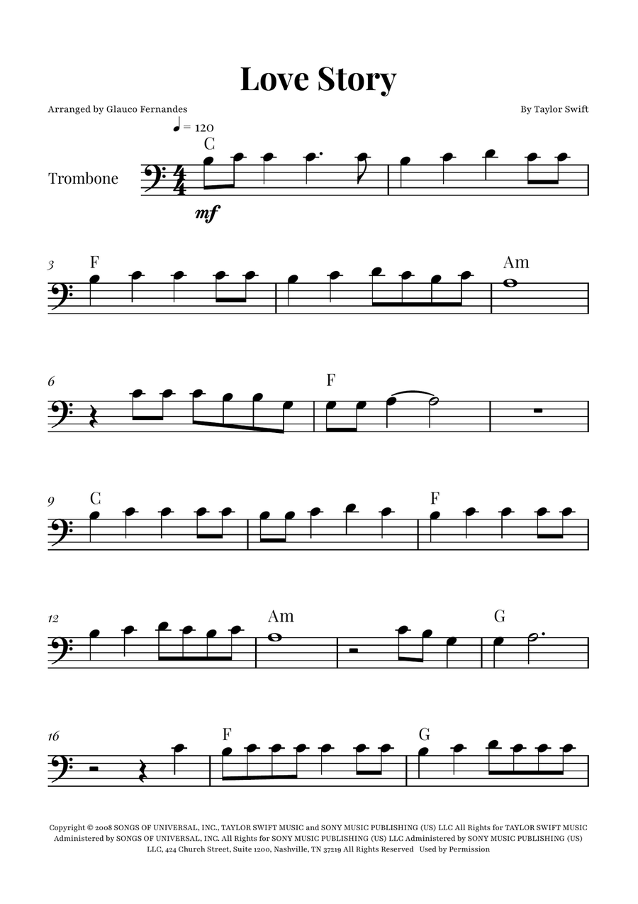 Love Story Love Story Trombone Solo scores gallery preview page 1