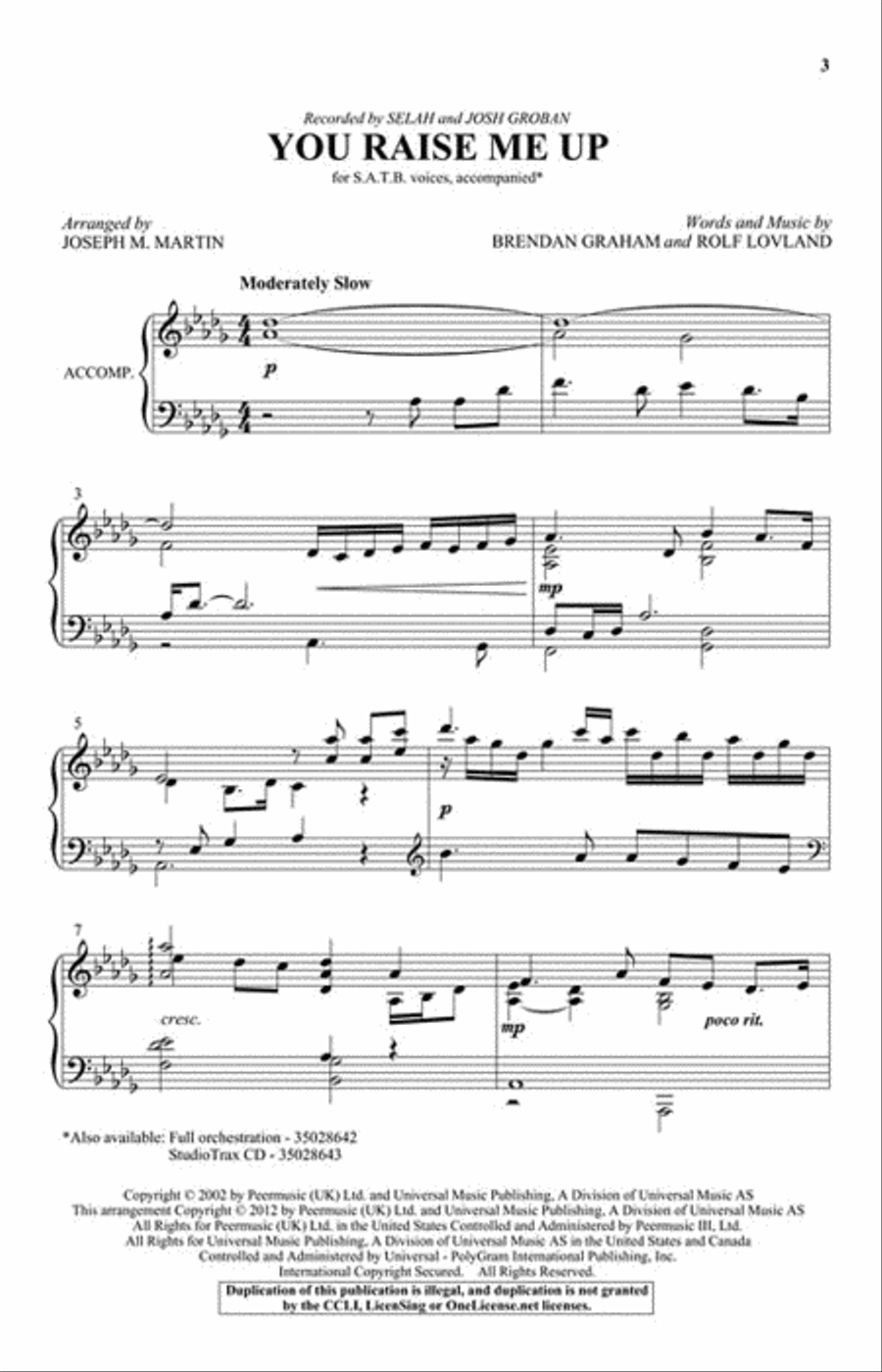 You Raise Me Up Choir scores gallery preview page 2