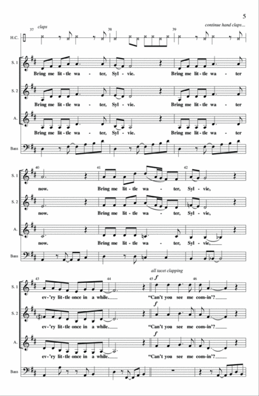 Bring Me Little Water Sylvie SSA scores gallery preview page 4