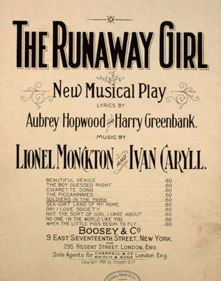 The Runaway Girl. New Musical Play