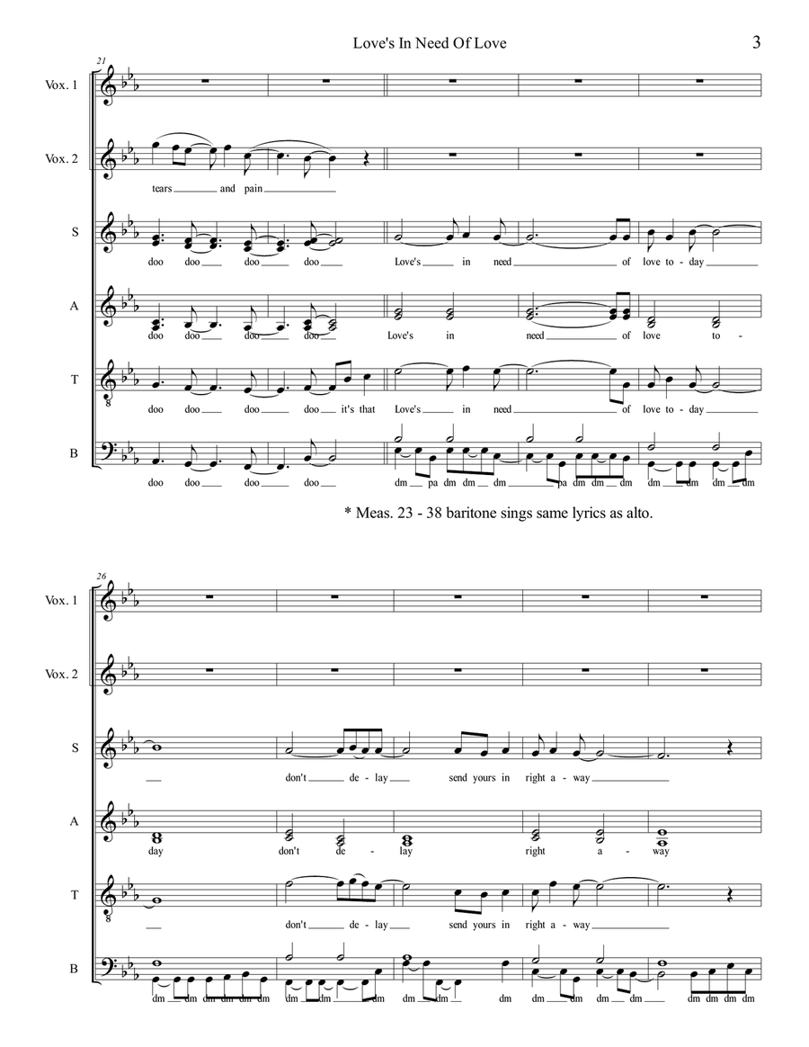 Love's In Need Of Love Today 4-Part scores gallery preview page 3