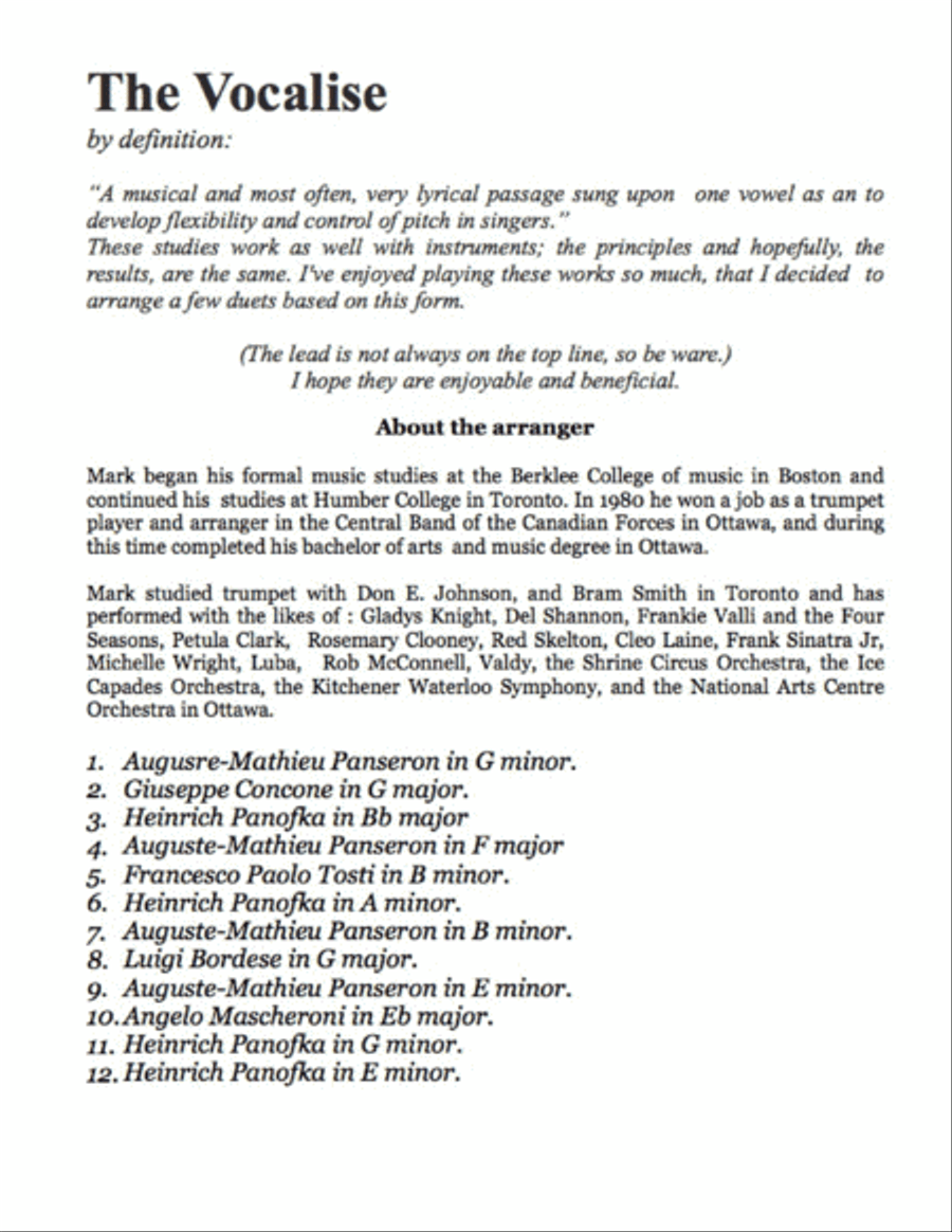 12 Duets based on 19th Century Vocalises (Treble Clef Instruments) Woodwind Ensemble scores gallery preview page 2