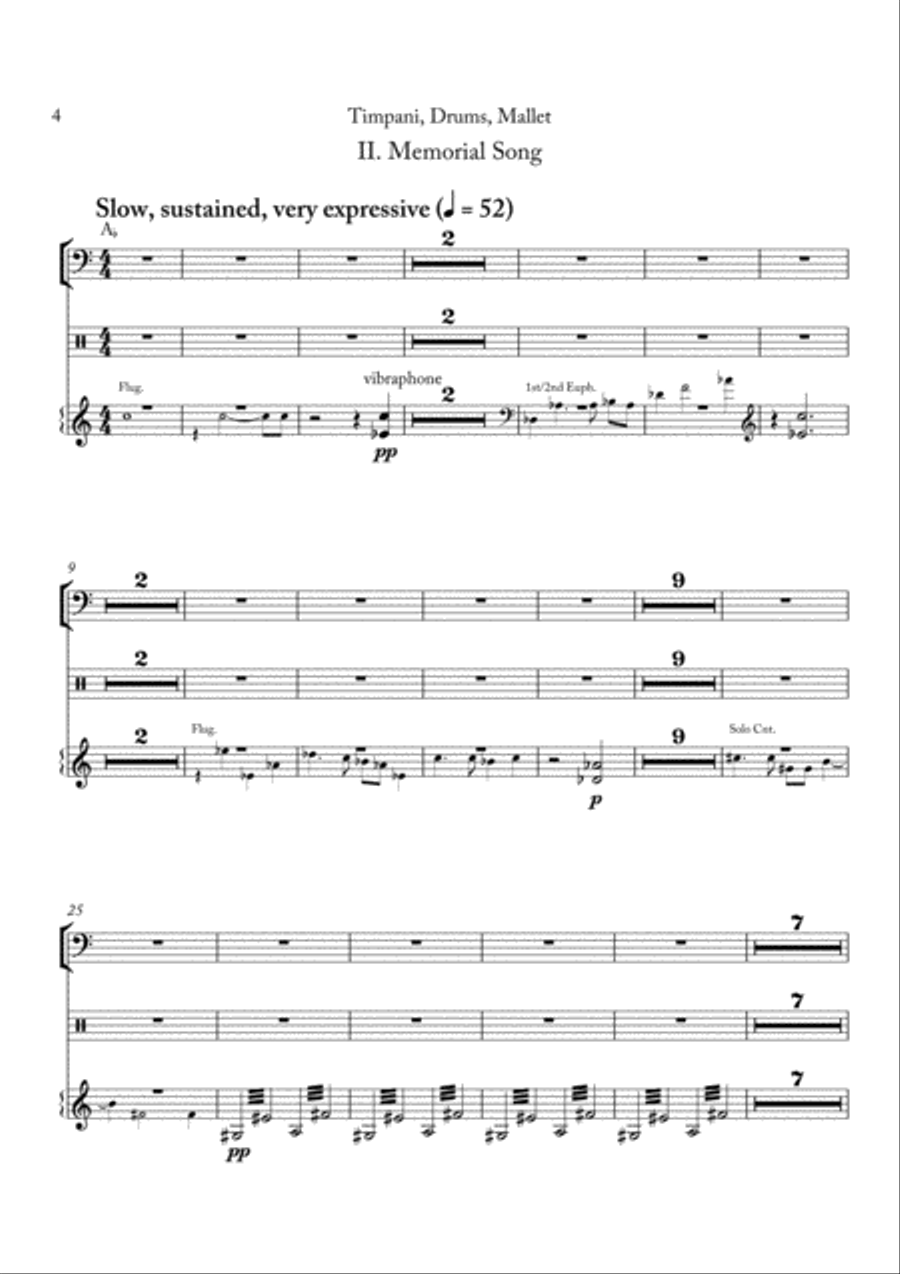 Carson Cooman: Pittsburgh Rhapsody (2008) for brass band, timpani-drums-mallets part Brass Band scores gallery preview page 4