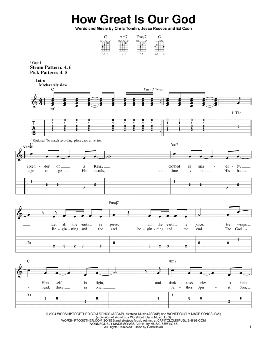 How Great Is Our God Guitar Tablature scores gallery preview page 1