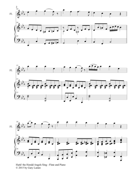 THREE CHRISTMAS HYMNS (Duets for Flute & Piano) by Felix Bartholdy Mendelssohn Woodwind Duet - Digital Sheet Music