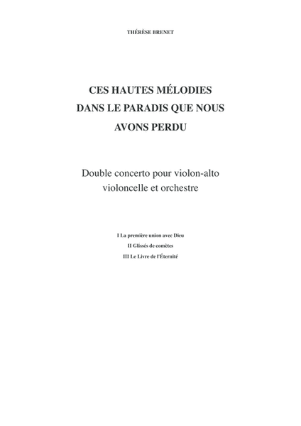 Thérèse Brenet: Ces Hautes Mélodies dans le Paradis que Nous avons perdus double concerto for viola, image number null