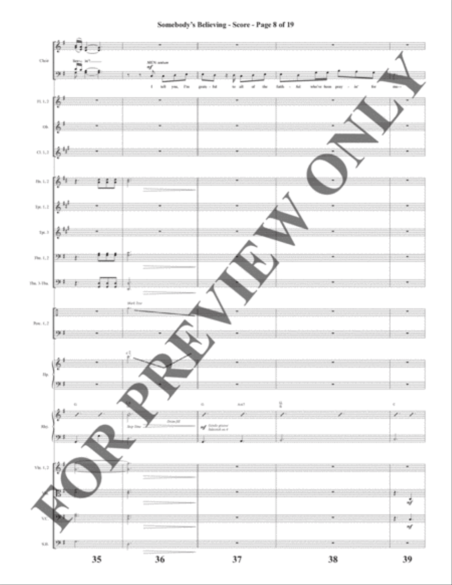 Somebody's Believing - Orchestration Choir scores gallery preview page 9