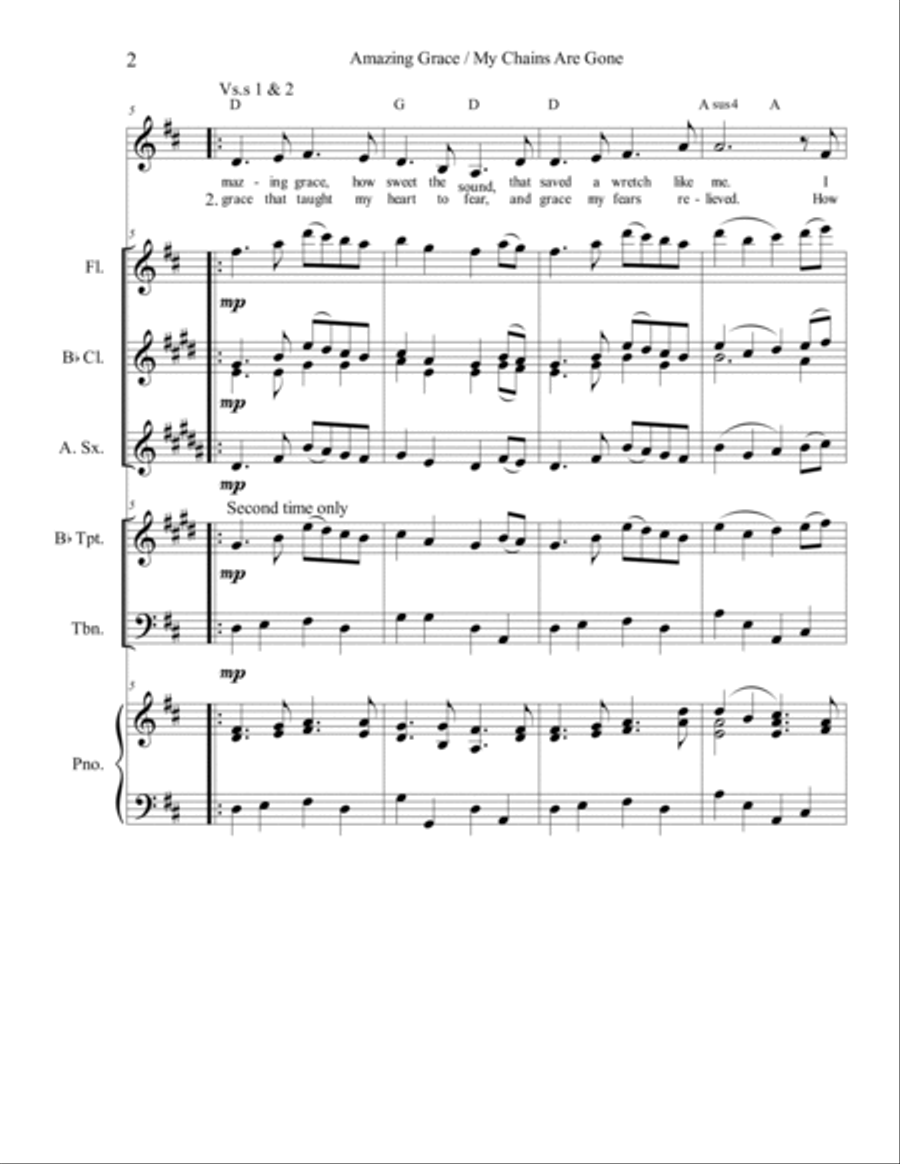 Amazing Grace (my Chains Are Gone) Flute scores gallery preview page 6