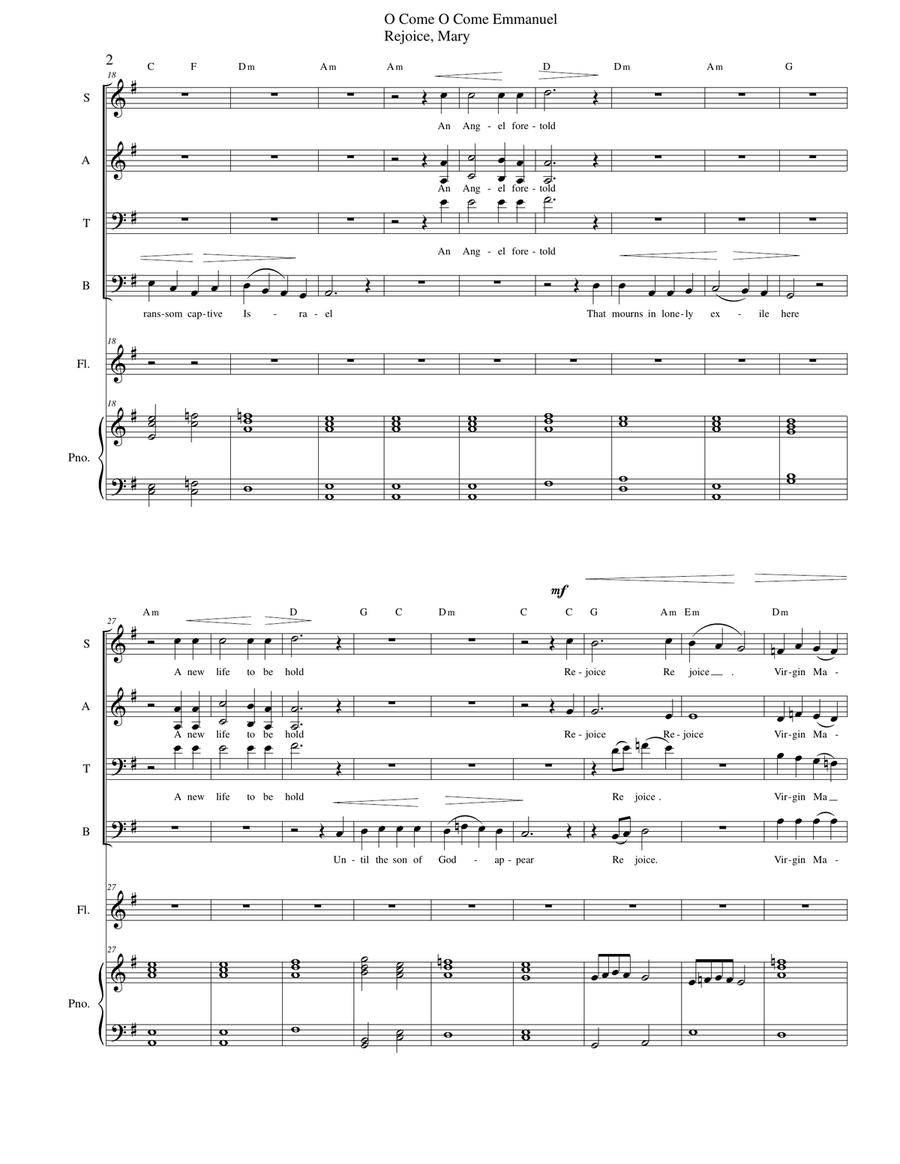 O Come O Come Emmanuel aka Rejoice Mary Choir scores gallery preview page 2