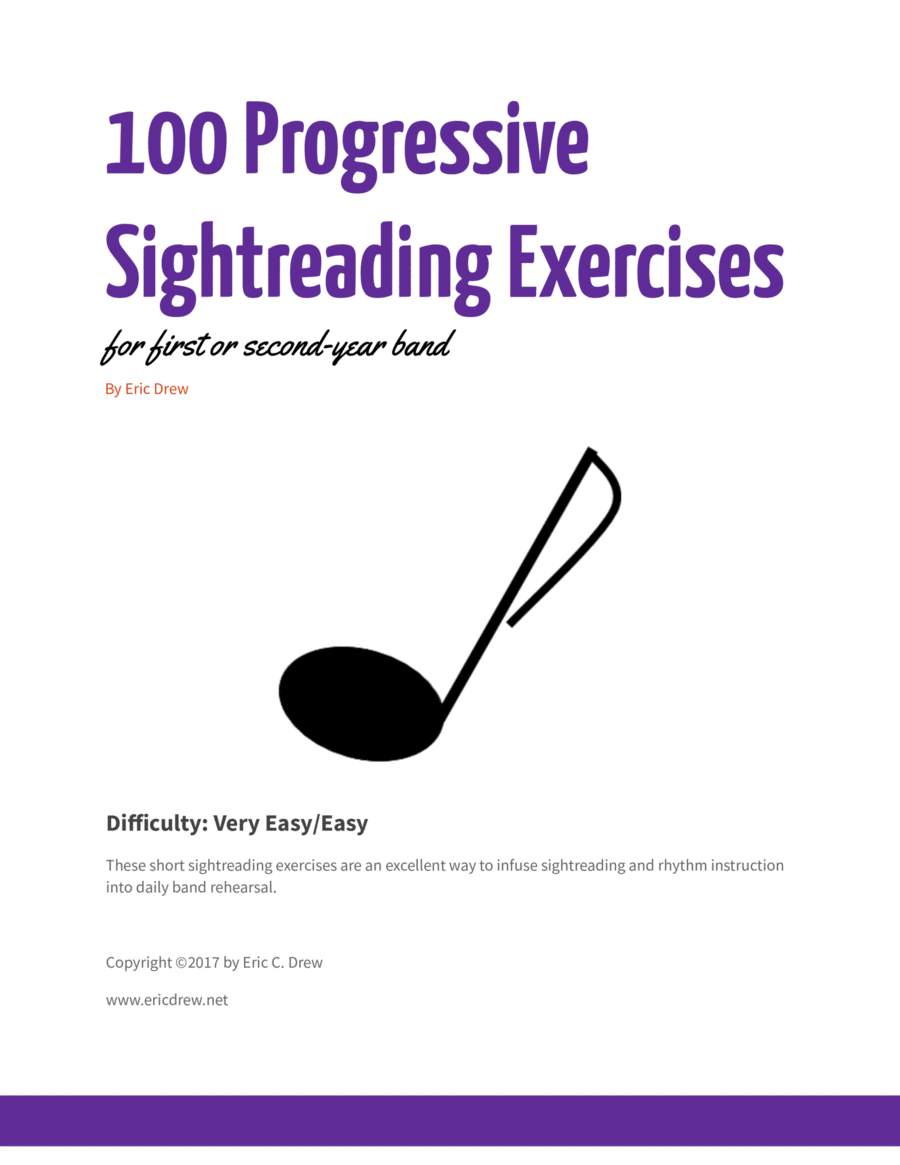 100 Progressive Sightreading Exercises for Band Concert Band scores gallery preview page 1