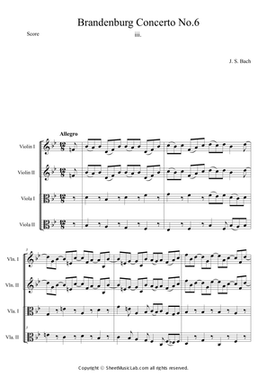 Book cover for Brandenburg Concerto No. 6 in B flat major, BWV 1051 Mov. 3 Allegro