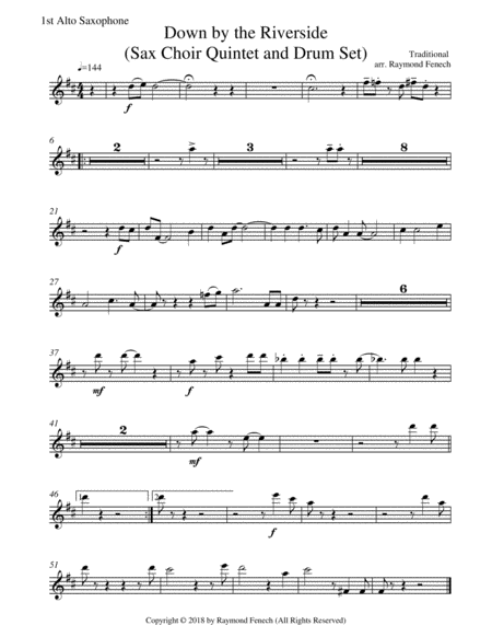 Down by the Riverside - Saxophone Choir Quintet ( Soprano Sax; 2 Alto sax; Tenor Sax; Baritone Sax image number null