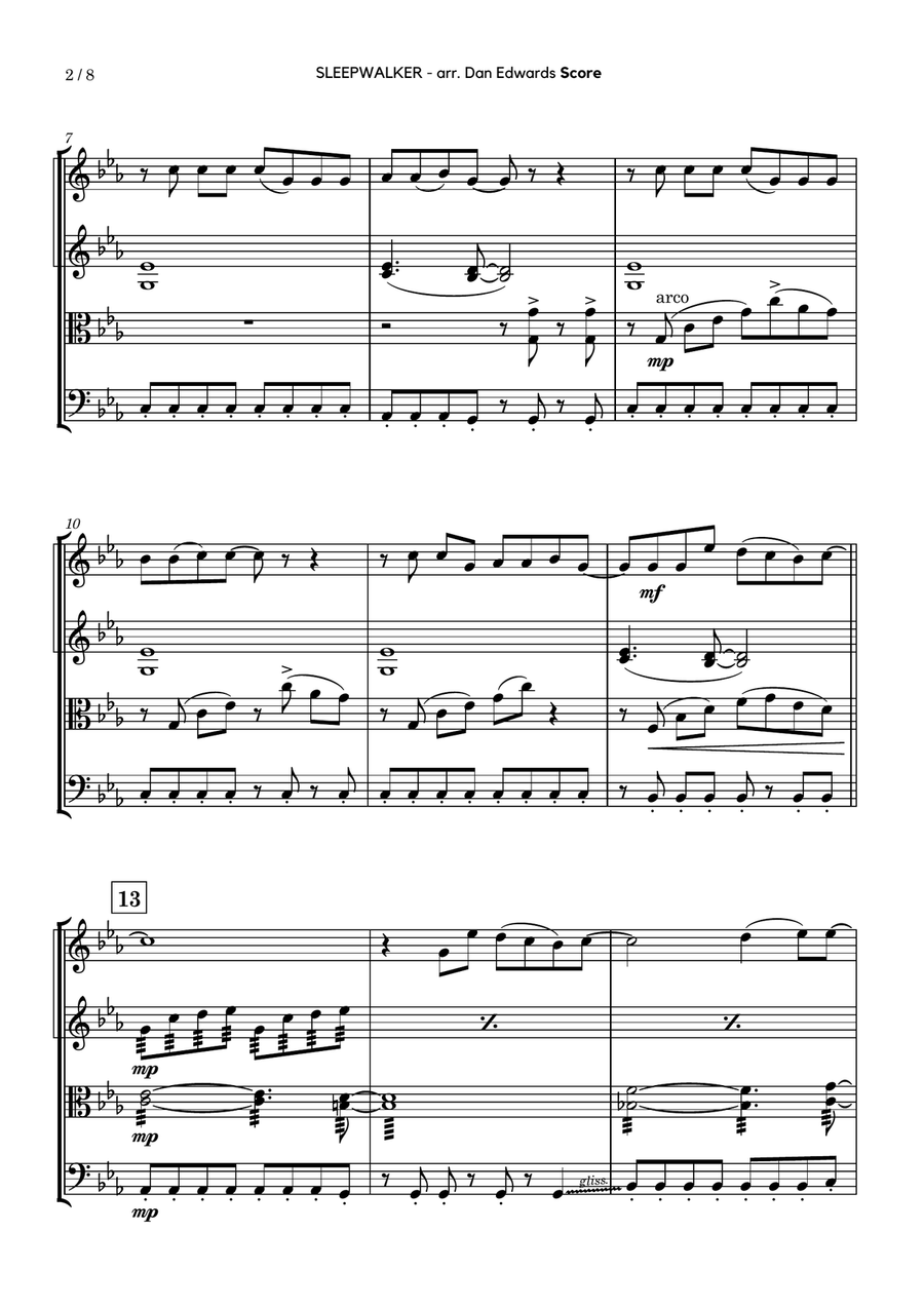 Sleepwalker String Quartet scores gallery preview page 2