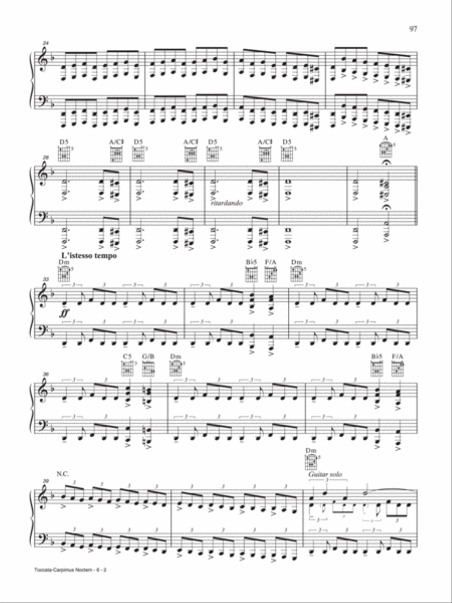 Toccata-Carpimus Noctem Piano, Vocal, Guitar scores gallery preview page 2