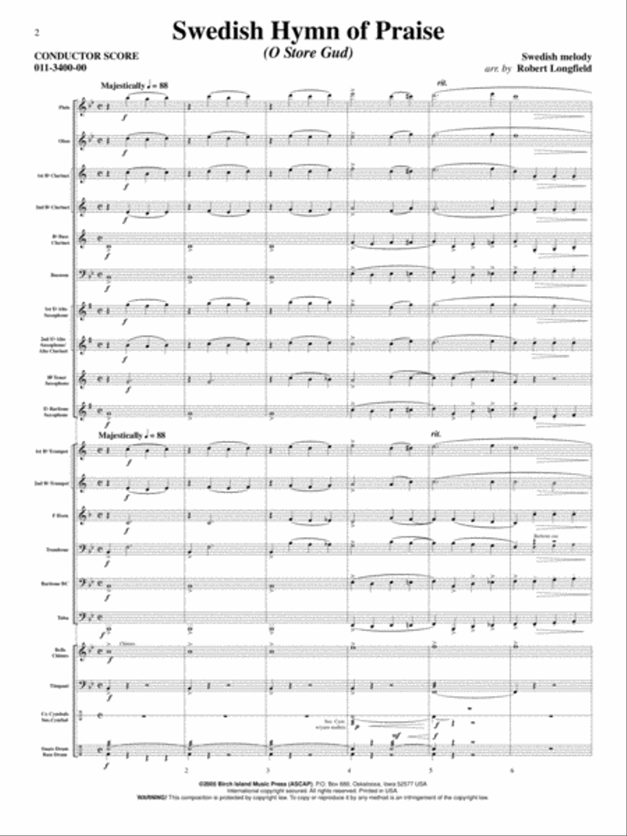 Swedish Hymn of Praise Concert Band scores gallery preview page 2