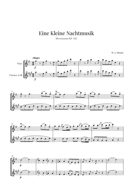 Eine Kleine Nachtmusik for Flute and Clarinet image number null