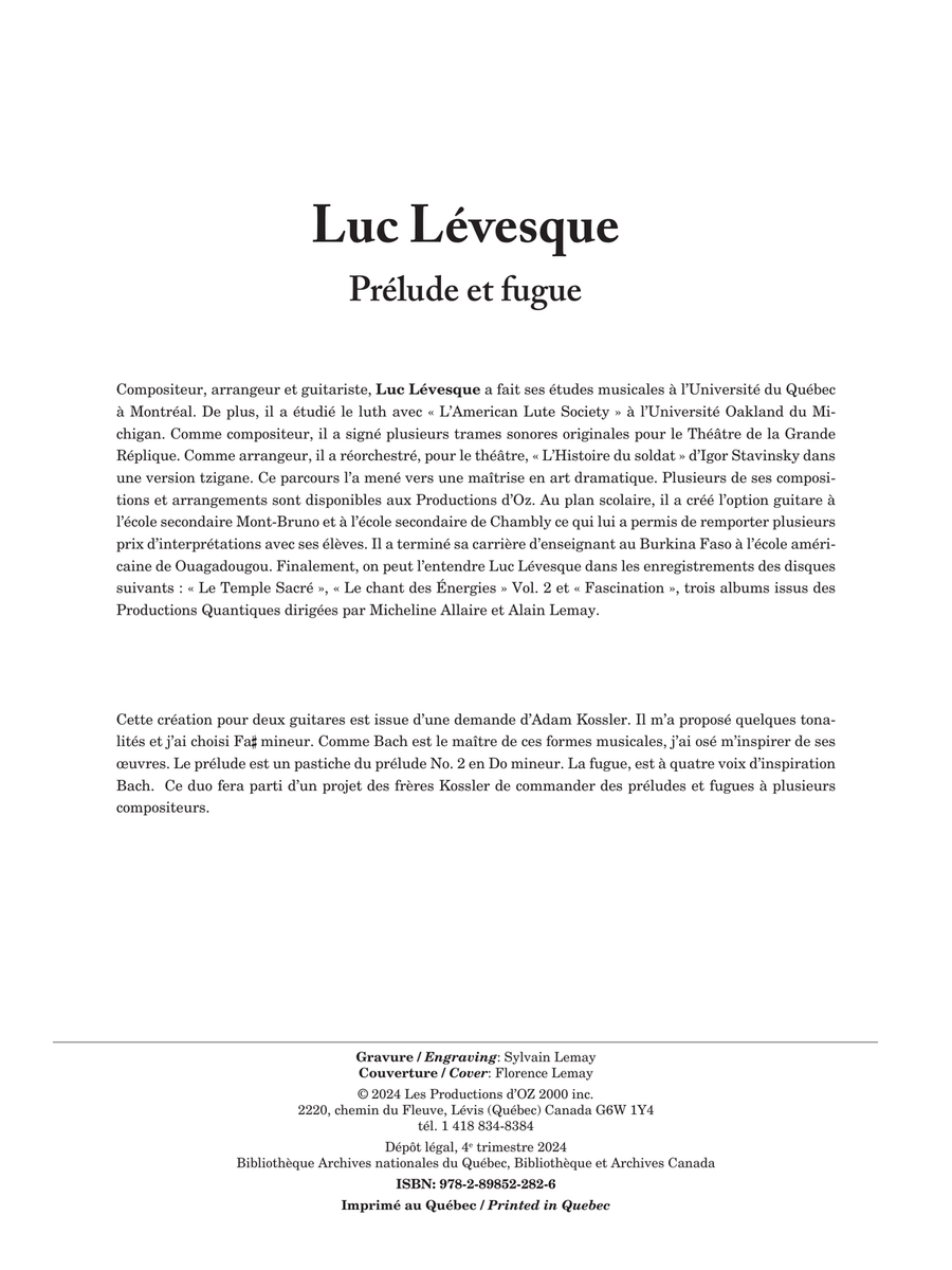 Prélude et fugue Classical Guitar scores gallery preview page 2