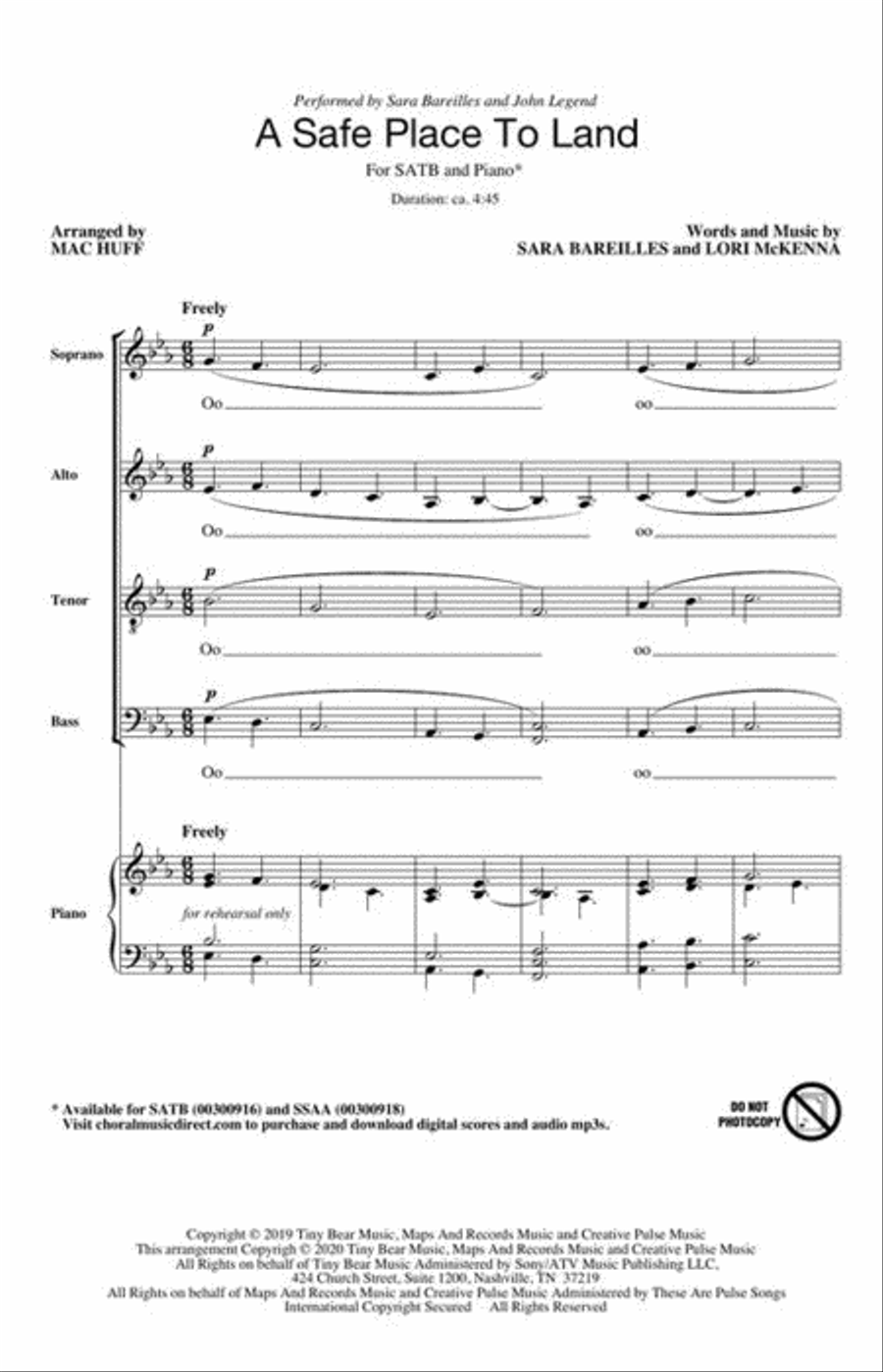 A Safe Place to Land 4-Part scores gallery preview page 4