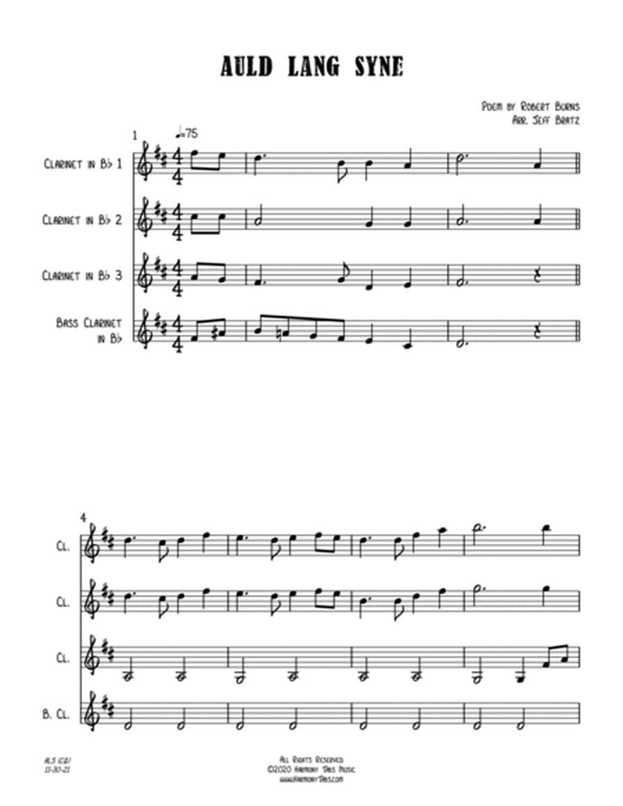 Auld Lang Syne (Clarinet Quartet) image number null