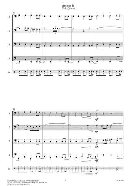 Amapola for intermediate cello quartet (score and parts) image number null