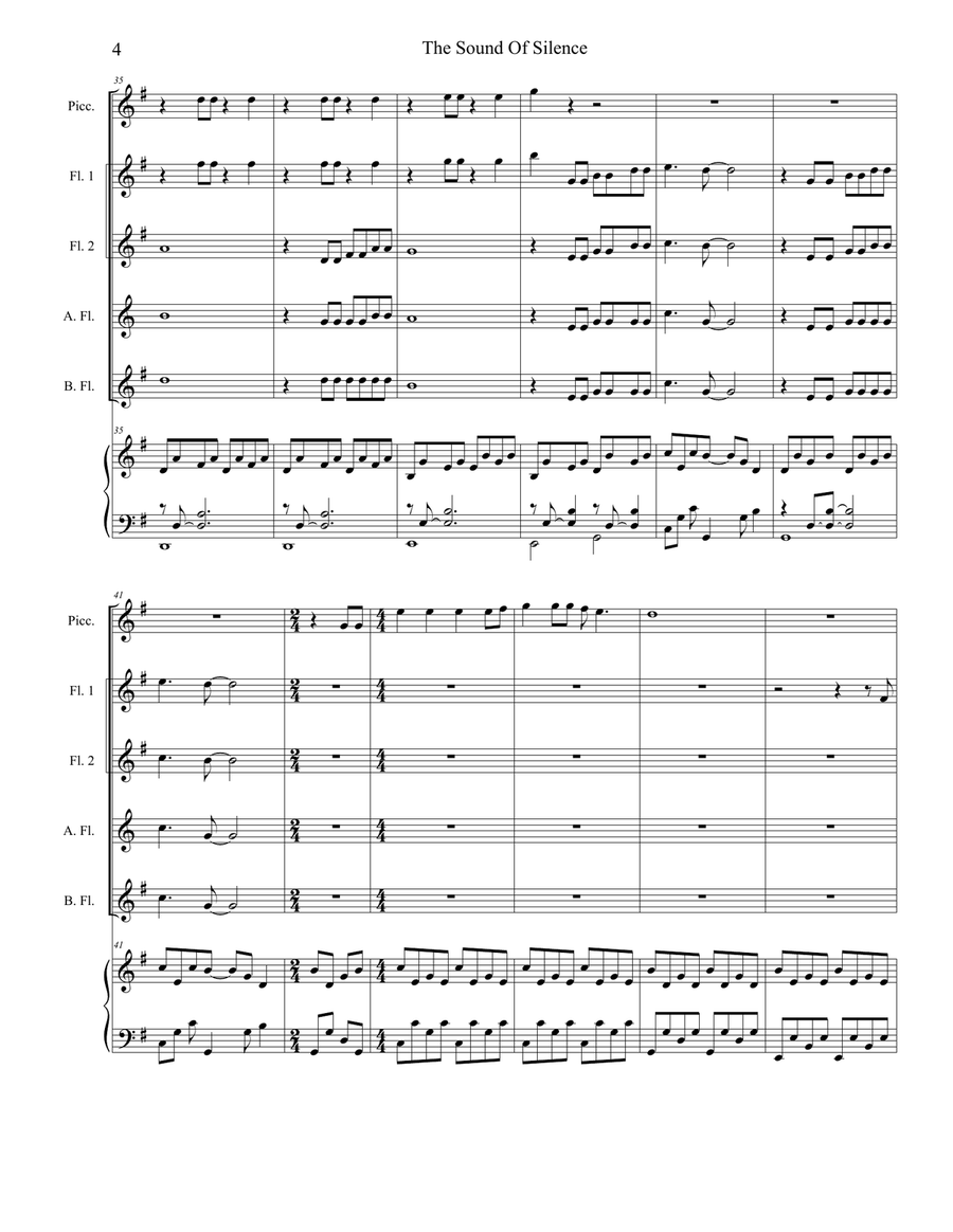 The Sound Of Silence Flute Choir scores gallery preview page 4