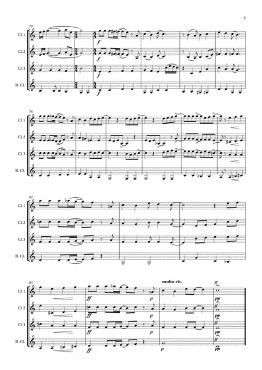 Thank You For The Music Clarinet Quartet scores gallery preview page 5