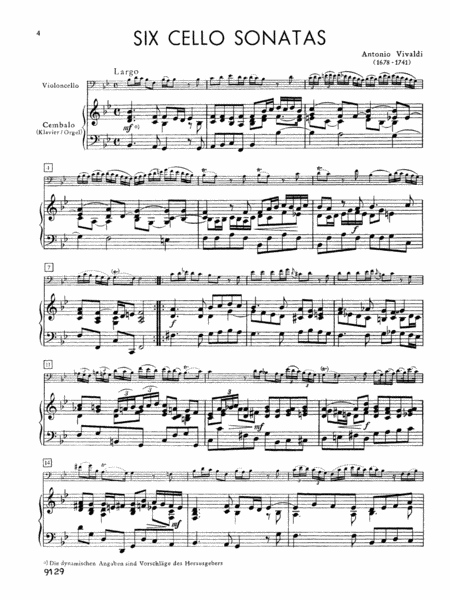 Six Sonatas for Cello and Basso Continuo