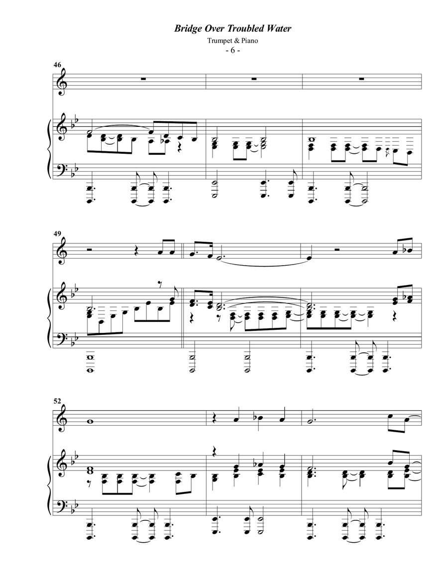 Bridge Over Troubled Water B-Flat Trumpet scores gallery preview page 6