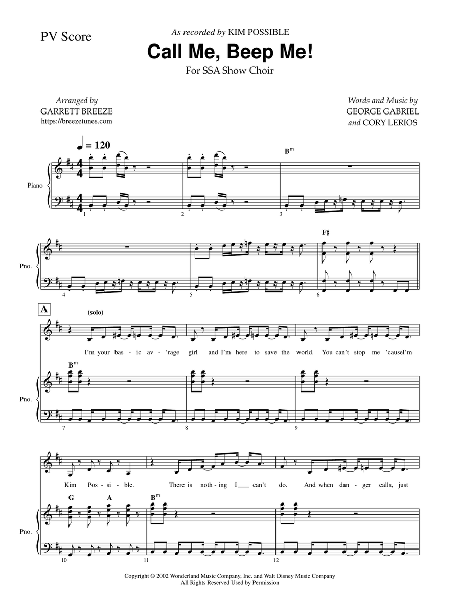 Call Me Beep Me SSA scores gallery preview page 1