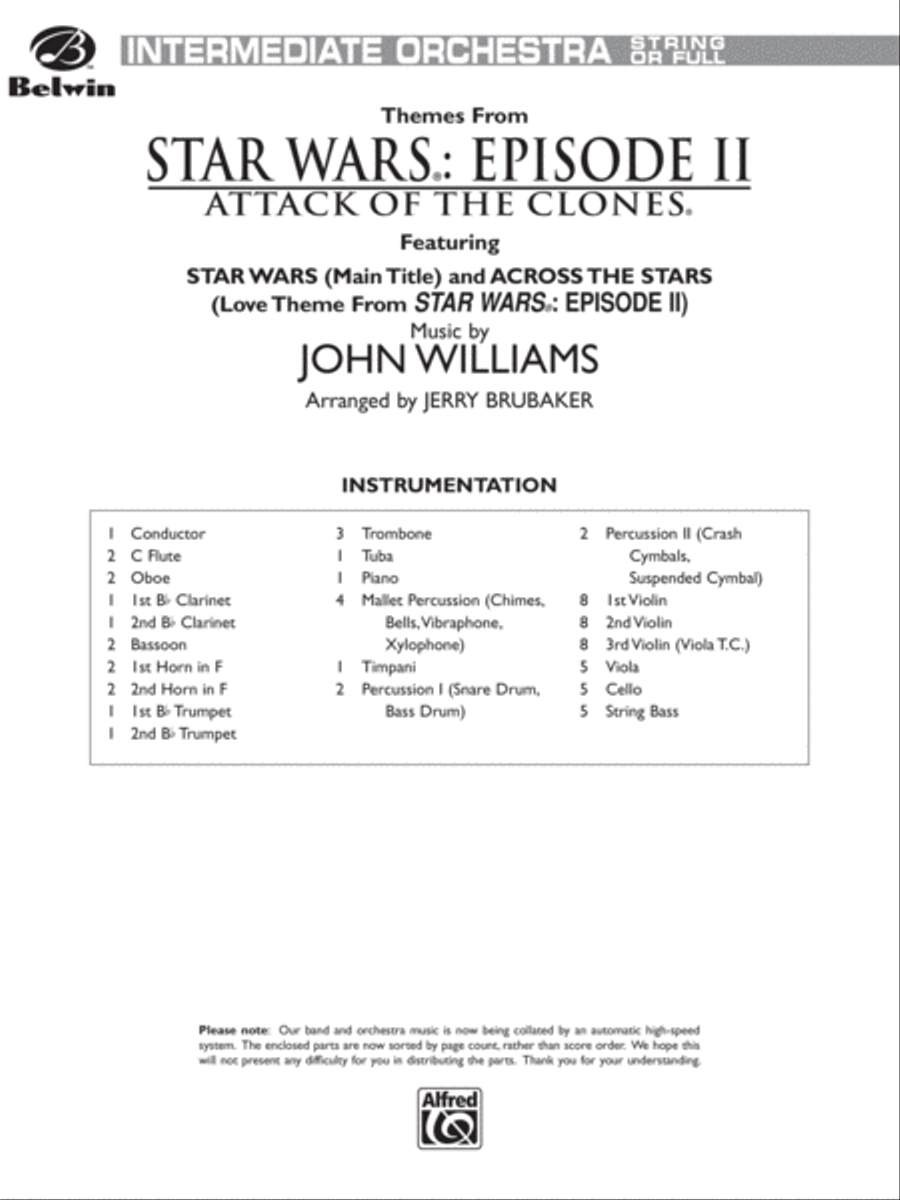 Star Wars®: Episode II Attack of the Clones: Score Full Orchestra scores gallery preview page 1