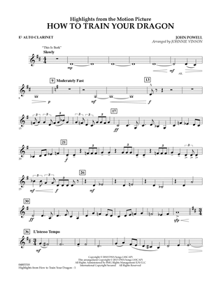 Book cover for Highlights from How To Train Your Dragon - Eb Alto Clarinet