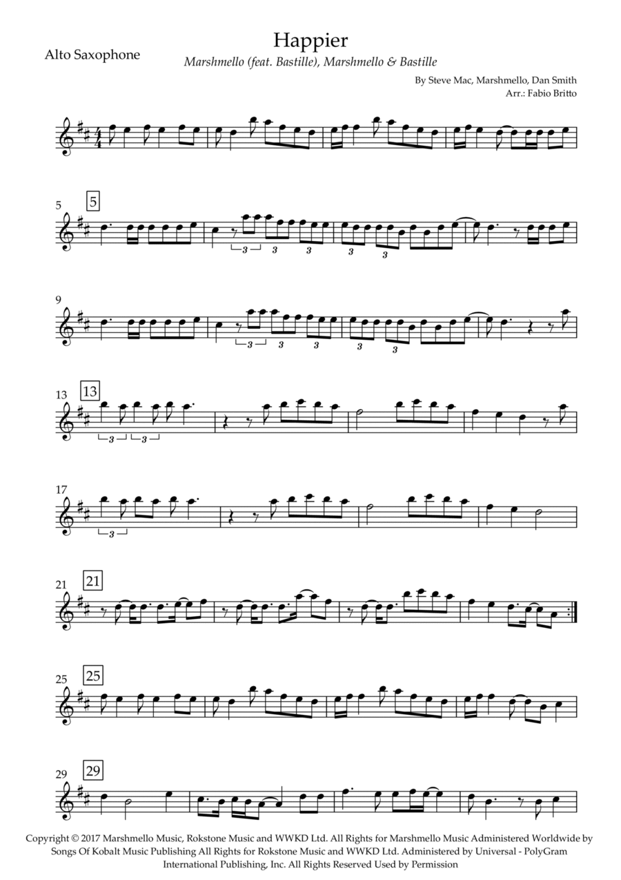 Happier Happier Alto Saxophone scores gallery preview page 1