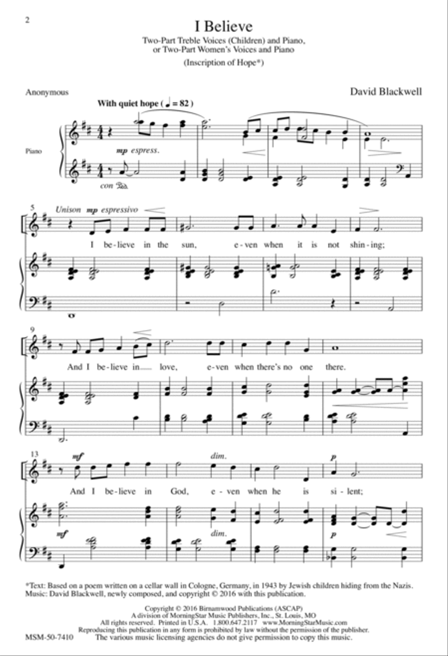 I Believe 2-Part scores gallery preview page 2