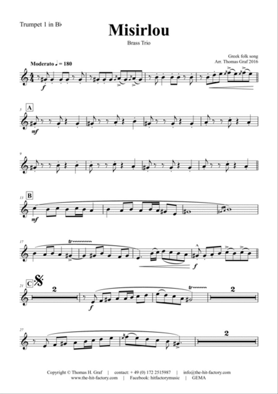 Misirlou - Pulp Fiction - Brass Trio - Gm Brass Trio scores gallery preview page 4
