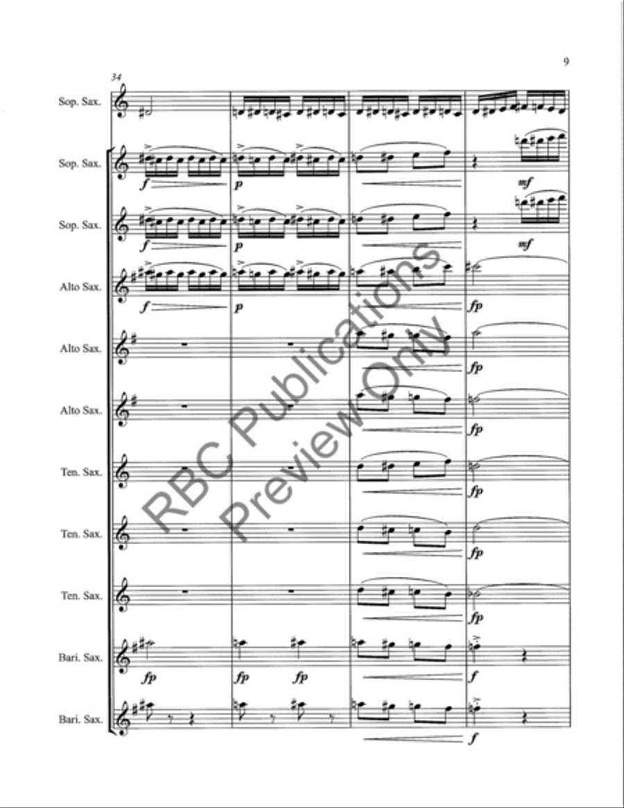 Flight Of The Bumble Bee Saxophone Choir Alto Saxophone scores gallery preview page 12