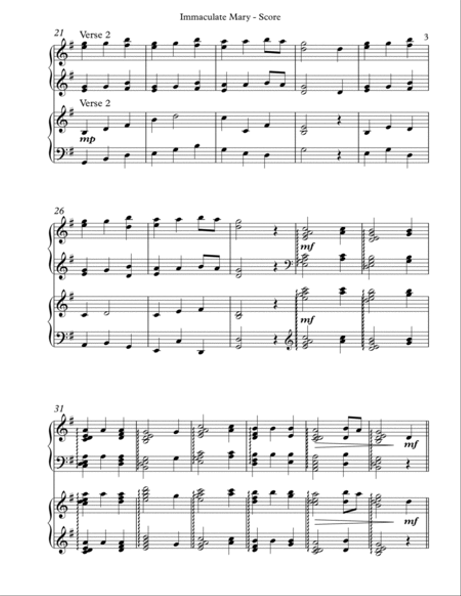 Immaculate Mary (Lourdes Hymn), Harp Duet Celtic Harp scores gallery preview page 3