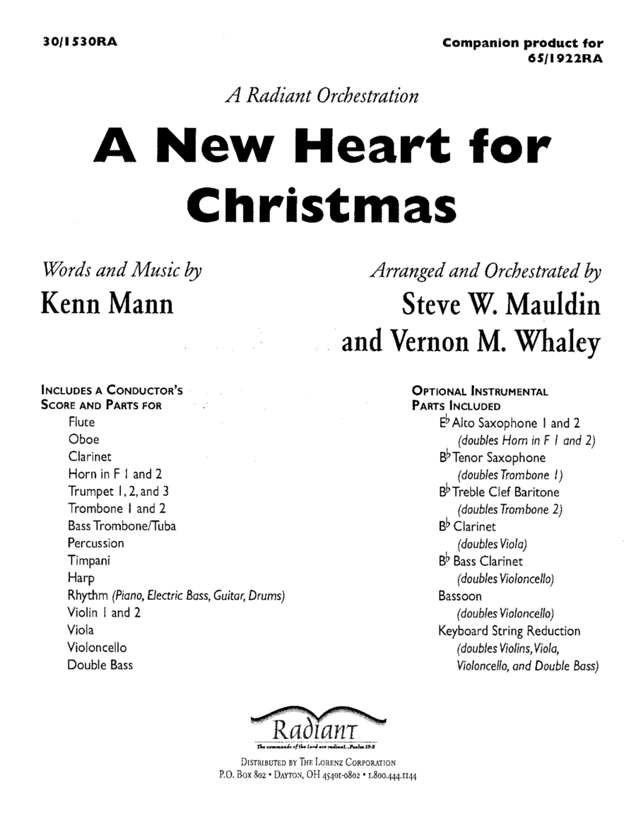 A New Heart for Christmas - Orchestration Choir scores gallery preview page 1