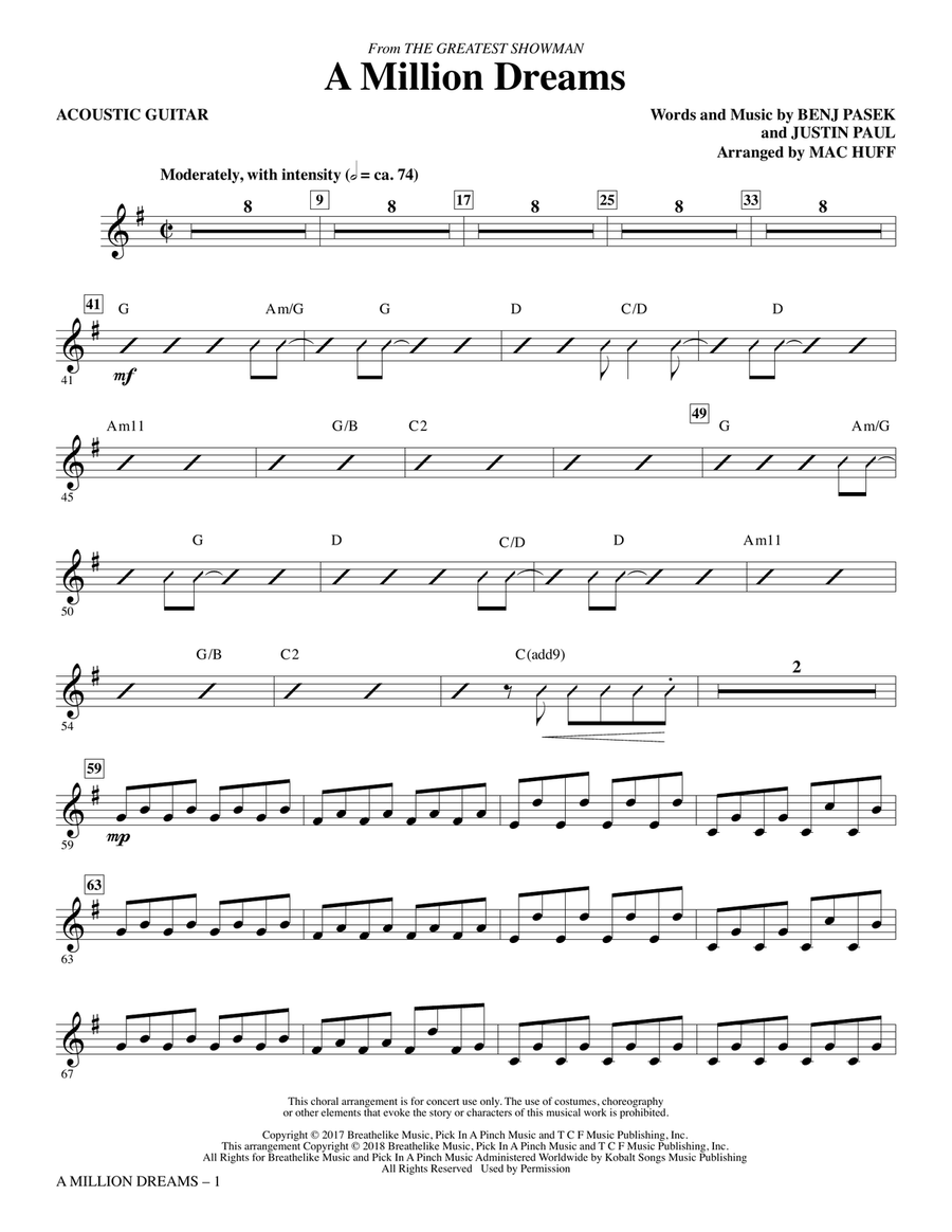 A Million Dreams (from The Greatest Showman) (arr. Mac Huff) - Acoustic Guitar
