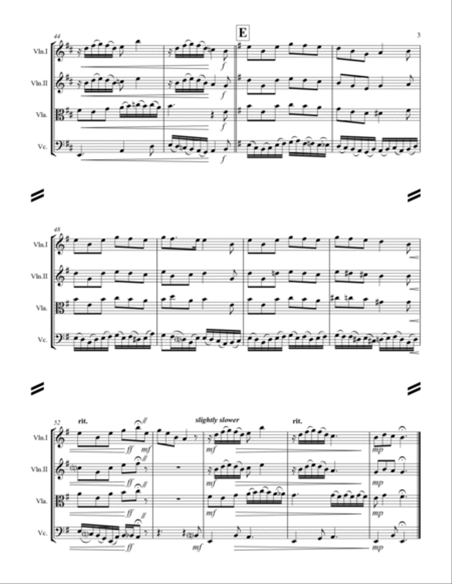 I Wonder As I Wander String Quartet scores gallery preview page 4