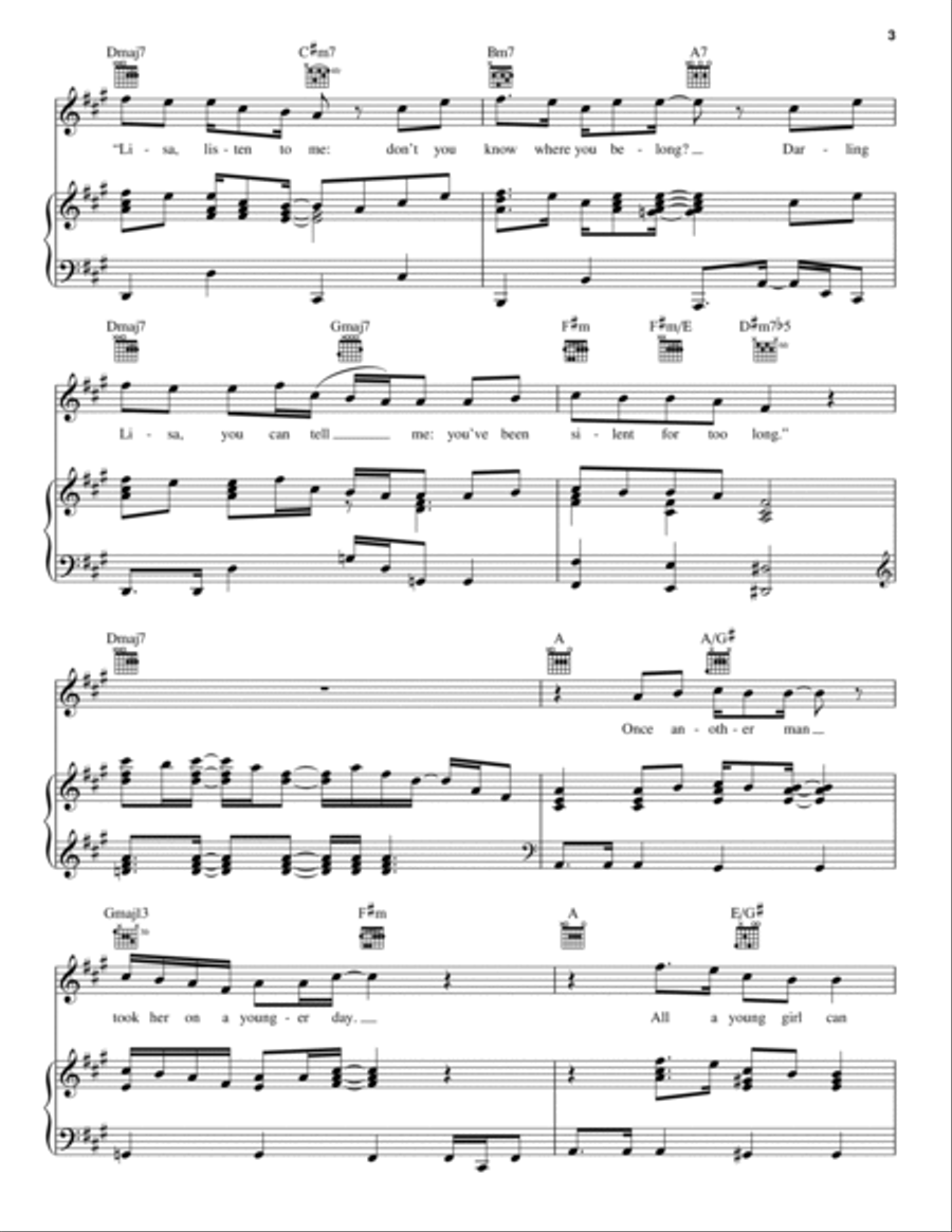 Lisa, Listen To Me Piano, Vocal, Guitar scores gallery preview page 3