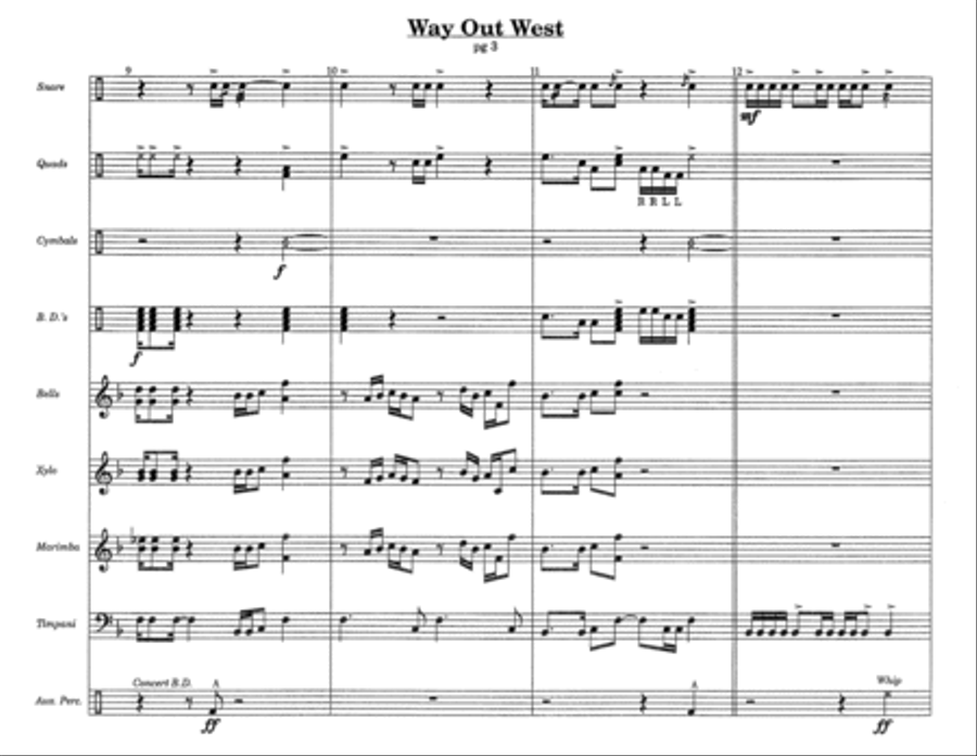 Way Out West w/Tutor Tracks Percussion Ensemble scores gallery preview page 5