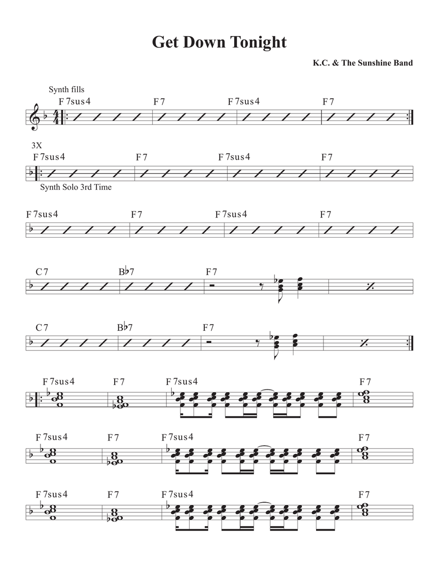 Get Down Tonight Piano, Vocal scores gallery preview page 1