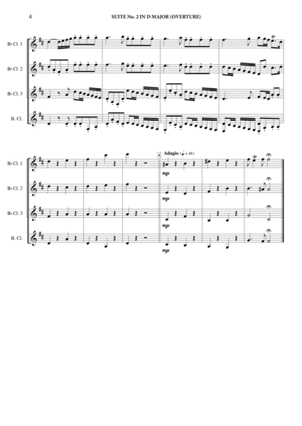 Suite No. 2 in D Major - Clarinet Quartet image number null