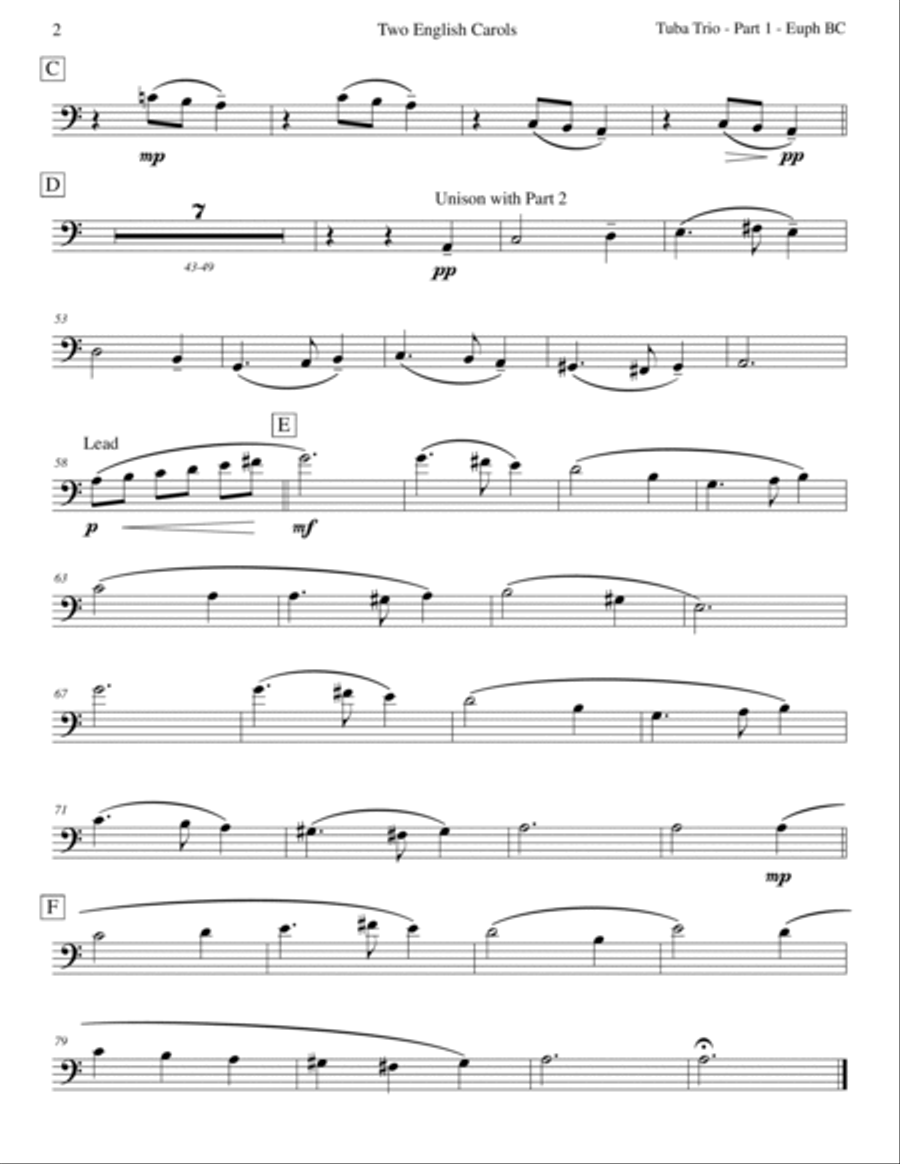 Two English Carols (Coventry Carol; What Child Is This?) - Tuba Trio Two English Carols (Coventry Carol; What Child Is This?) - Tuba Trio Brass Trio scores gallery preview page 5