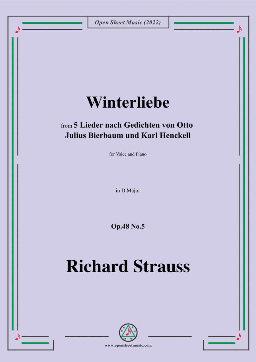 Richard Strauss-Winterliebe,in D Major Voice scores gallery preview page 1