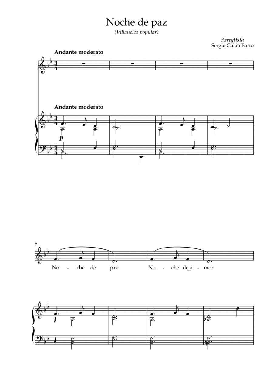 Noche de paz (Villancico popular) Voice scores gallery preview page 1
