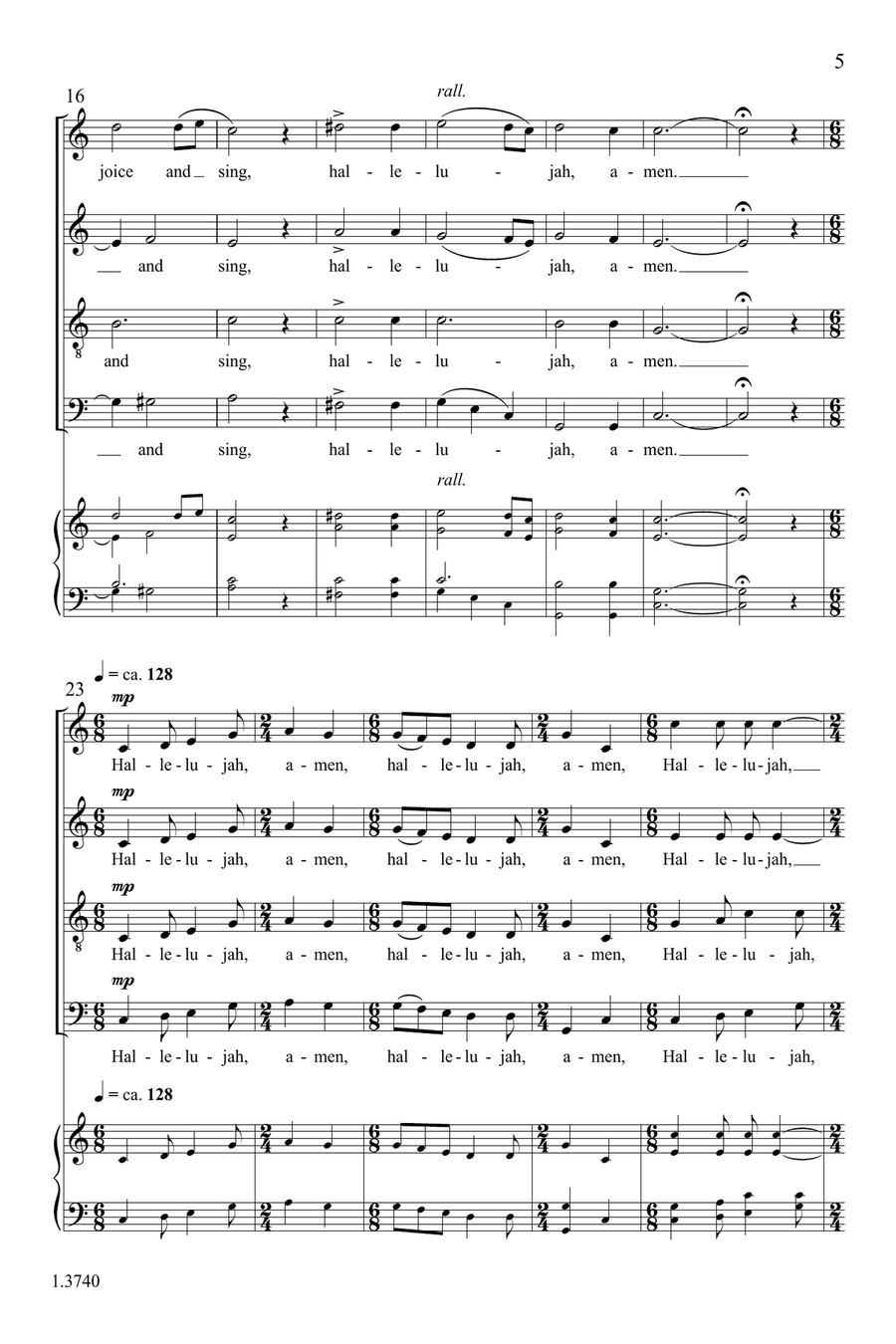 Hallelujah, Amen 4-Part scores gallery preview page 5
